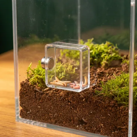 Futterschale für Springspinnen – magnetisch und glasklar