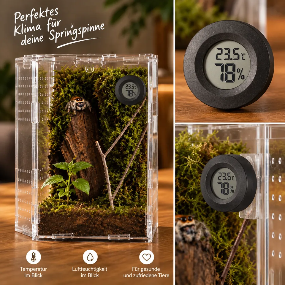 Hygrometer & Thermometer für Springspinnen